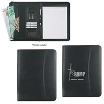 Leather Look 8 1/2&quot; x 11&quot; Zippered Portfolio With Calculator