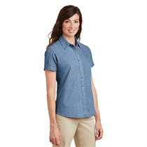 Port &amp; Company - Ladies Short Sleeve Value Denim Shirt.