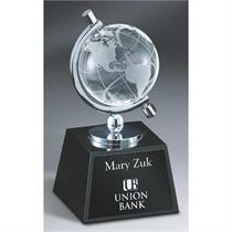 Optic Crystal Globe Award in Semi-Meridian Holder