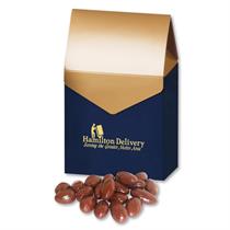 Chocolate Covered Almonds in Navy &amp; Gold Gable Top Gift Box
