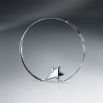 Optic Crystal Circle Award With Silver Star - Small