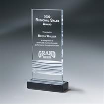 Texture Wave Lucite Tablet Award on Black Marble Base