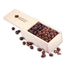 Milk &amp; Dark Chocolate Covered Almonds in Wooden Box
