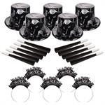 Ebony and Silver New Year&apos s Eve Party Kit for 50