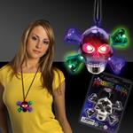 Skull &ampCrossbones LED Glow Light Up Necklace