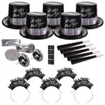 Silver and Ebony Fantasy New Year&apos s Eve Party Kit for 50