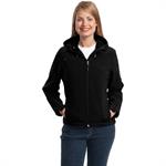 Port Authority Ladies Textured Hooded Soft Shell Jacket.