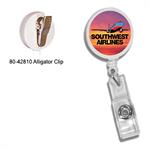 Round Retractable Badge Holder w/ Alligator Clip, Full Color