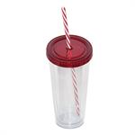 709 ml. (24 oz.) Double Walled Tumbler with Straw