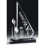 Optic Crystal Cascading Spires Award on Black Glass Base