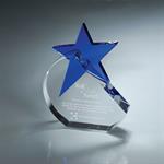 Crystal Crescent Moon Award with Blue Glass Star
