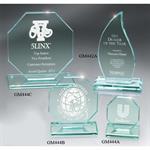 Premium Jade Glass Flame Award on Base - Small