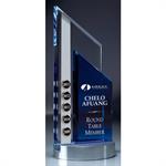 Blue and Optic Crystal Peak Award on Aluminum Base