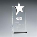 Silver Star Topped Optic Crystal Tower Award - Small