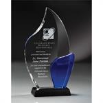 Beveled Freeform Blue and Optic Crystal Award