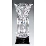 Lead Crystal Award Vase on Rich Black Glass Base