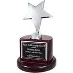 Silver Star Trophy on Rosewood Piano Finish Base