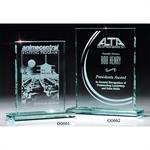 Jade Glass Rectangular Award on Base - Medium