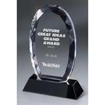 Optic Crystal Faceted Arch Award on Black Glass Base