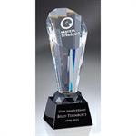 Optic Crystal Spotlight Tower Award on Black Glass Base