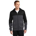 Sport-Tek Tech Fleece Colorblock Full-Zip Hooded Jacket.