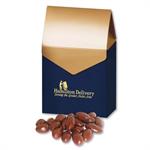 Chocolate Covered Almonds in Navy &ampGold Gable Top Gift Box