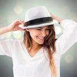 White Funky Fedora with Imprinted Band