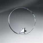 Optic Crystal Circle Award With Silver Star - Small