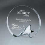 Optic Crystal Circle Award With Silver Star - Large