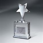 Silver Star Award on Crystal Base with Silver Plate - Small