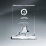 Optic Crystal Tablet Award with Silver Star on Metal Base