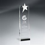 Silver Star Topped Optic Crystal Tower Award - Large