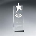 Silver Star Topped Optic Crystal Tower Award - Medium