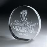 3D Etched Crystal Circle Award - Large