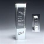 Clear and White Crystal Jewel-Cut Pillar Award