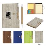 4&quotX 6&quotWoodgrain Look Notebook With Sticky Notes And Flags