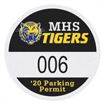 Round White Reflective Numbered Outside Parking Permit