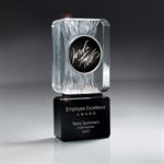 Carved Clear Crystal on Black Base with Logo Medallion