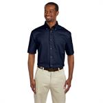 Harriton Men&apos s Easy Blend™ Short-Sleeve Twill Shirt with ...