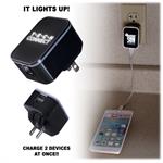 Light-Up-Your-Logo Duo USB Wall Charger