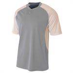 A4 Youth Performance Contrast 2 Button Baseball Henley T-...