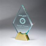 Jade Glass Award with Brushed Gold Base