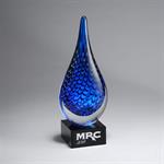 Indigo Art Glass with Blue Waves