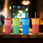 24 oz color changing tumbler with lid and straw