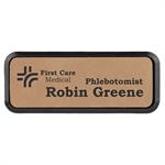 Leatherette Rectangle Name Badge with Holder and Magnet
