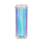 16 oz double wall soda can tumbler with iridescent insert