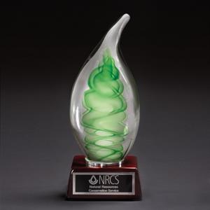 Dublin Art Glass Award w/ Rosewood Base