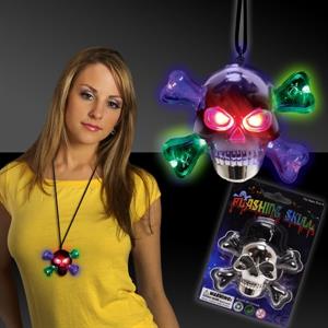 Skull &amp; Crossbones LED Glow Light Up Necklace