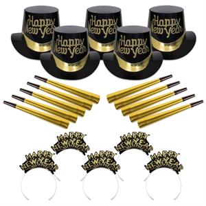 Tiffany Black and Gold New Year Party Kit for 10