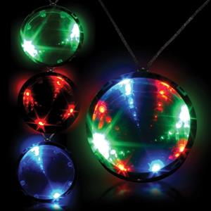 2 3/4&quot; Tri-Color Light Up LED Infinity Badge w/ Necklace